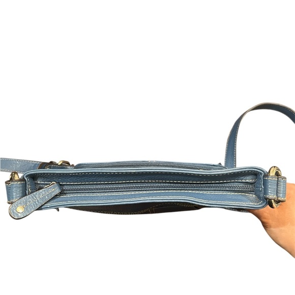 Tignanello blue Soft Leather Crossbody Bag Pleated Detail Silky Lining - Picture 4 of 11
